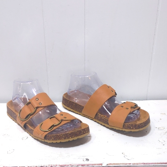 American Eagle Footbed Buckle Sandals Tan Size‎ 8 - Picture 1 of 8